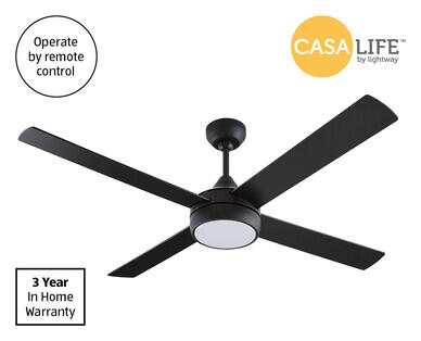 52" DC Black Ceiling Fan with LED - Black