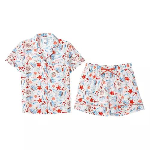 Ladies Seersucker Pajama Set - White, S