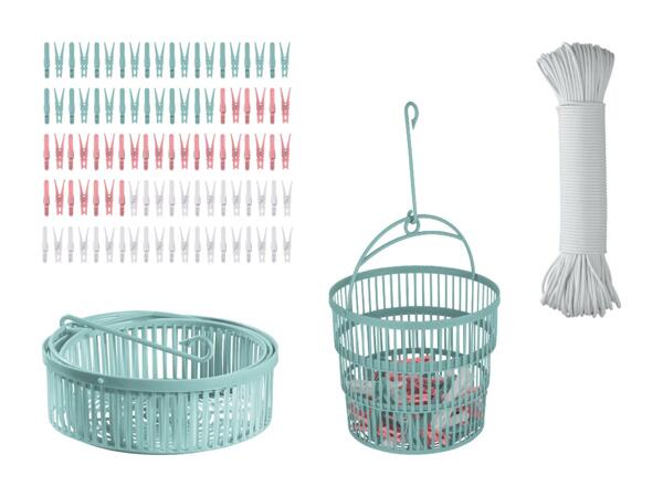 Pincettes/​corde à linge/​panier