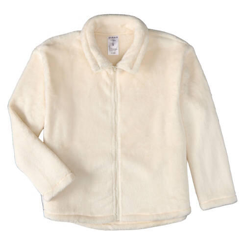 Ladies Plush Full Zip Jacket - White, XL