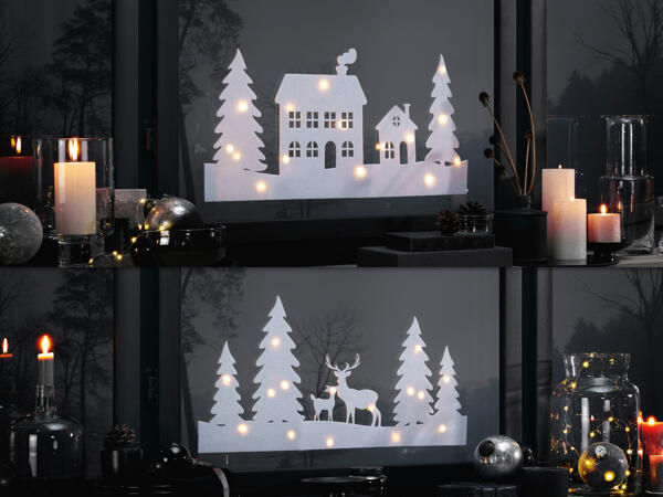 Fensterbild mit LED-Lichterkette