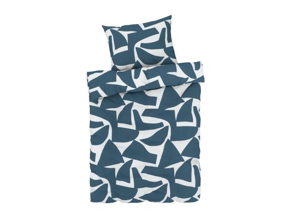 Livarno Home Microfibre Sateen Bedlinen - Single - Blue/White
