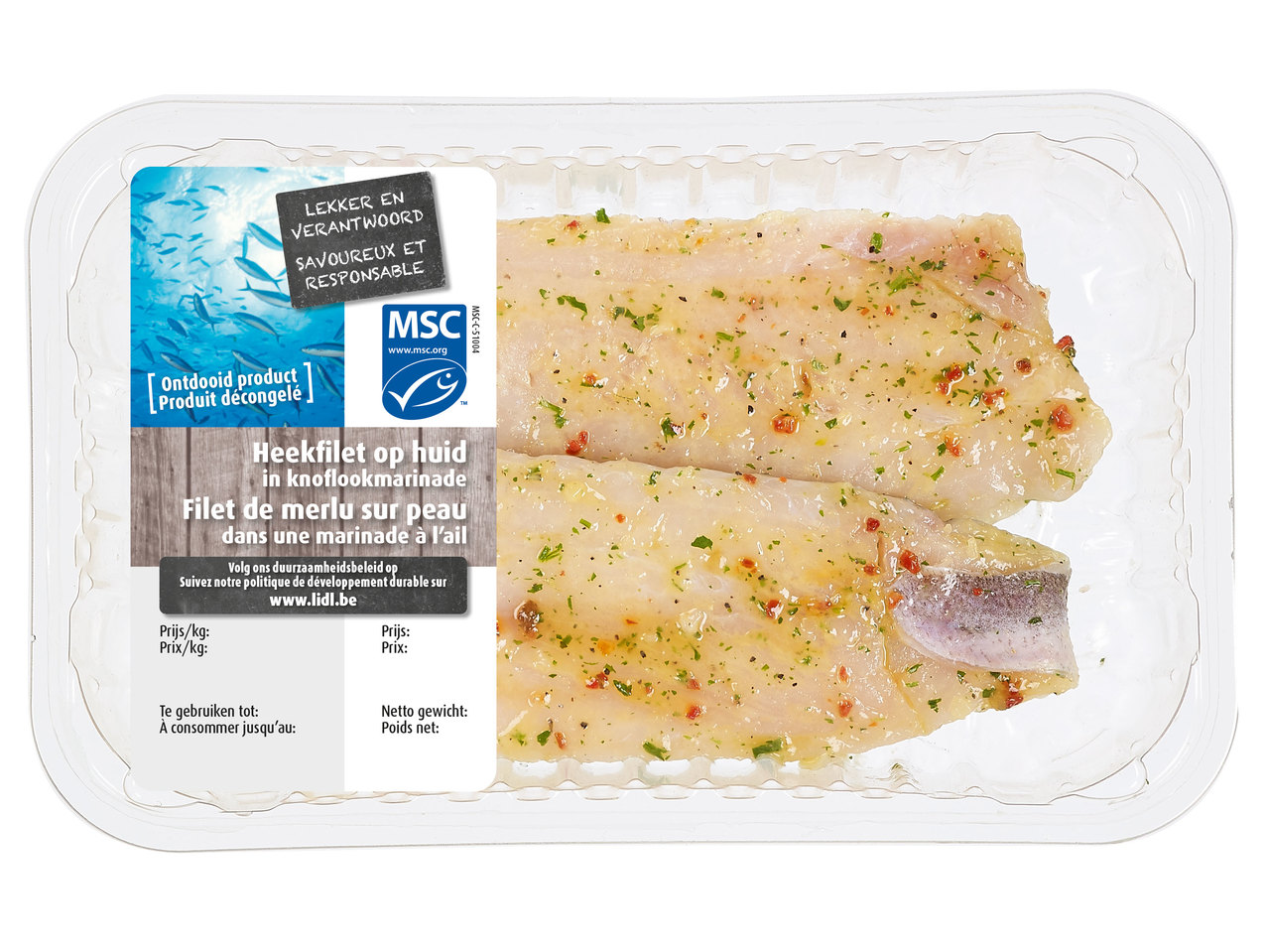 Heekfilets op huid