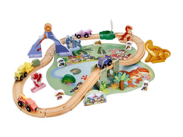 Set de chemin de fer en bois Pat' Patrouille, 53 pièces