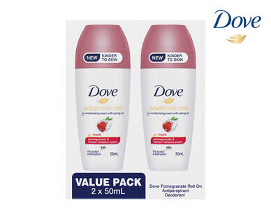 Dove Antiperspirant Roll-On Deodorant for Men or Women 2 x 50ml