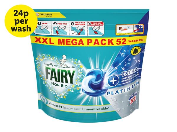 Fairy Non Bio Pods Platinum Plus Extra Stain Removal - 52 Washes