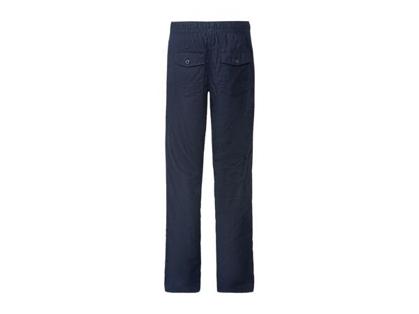 Livergy Men's Linen-Blend Trousers Straight Fit