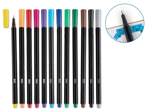 Fineliner/Brushliner, 12 Stück
