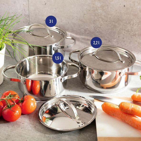 Casseroles, 3 pcs