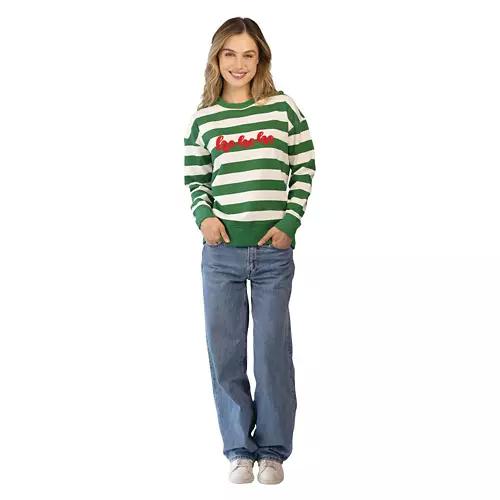 Ladies Holiday Pullover - Green/White, XL