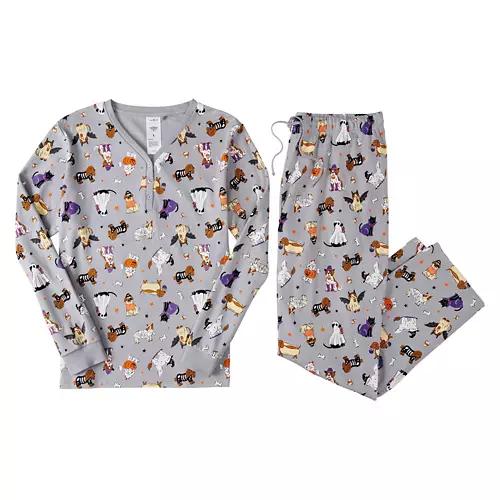 Ladies Halloween Pajamas - Grey, M