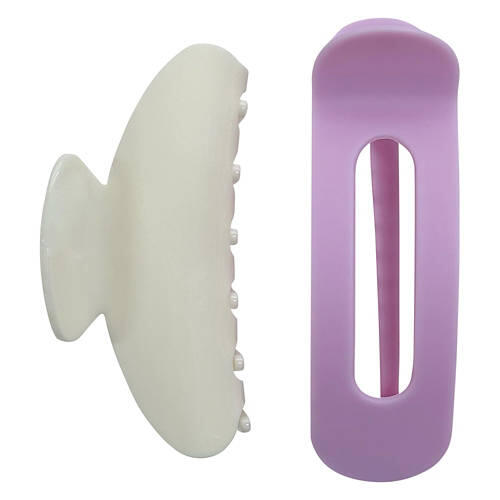 2 Pack Claw Clips, Cream/Lavender