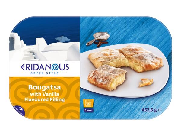 Bougatsa with Vanilla Flavour Filling with Cinnamon Stick and Sugar Sachet
