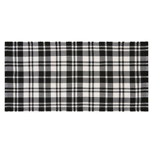 27" x 56" Handwoven Layering Rug - Plaid Black