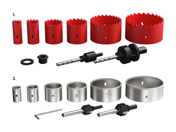Scies à cloche bi-métal/en carbure de tungstène, 9 pièces