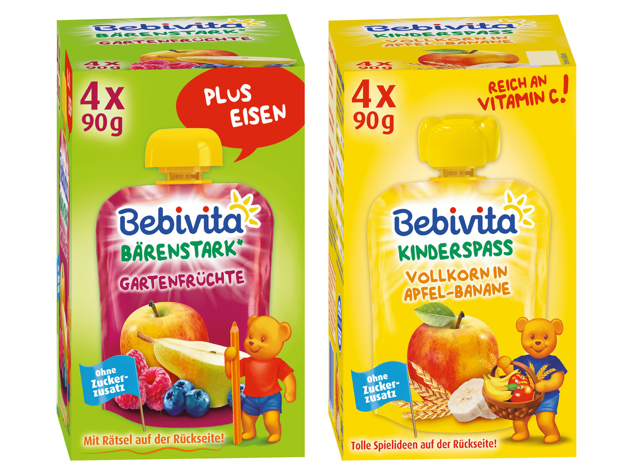 BEBIVITA Bärenstark Gartenfrüchte/Kinderspaß Vollkorn in Apfel-Banane