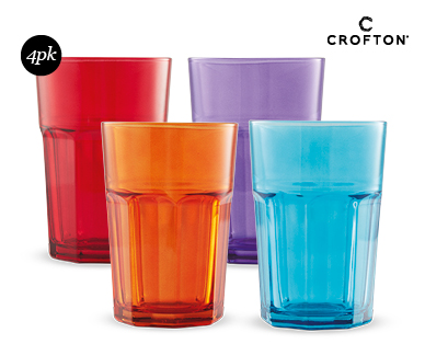 MIXED COLOURED TUMBLERS 4PK