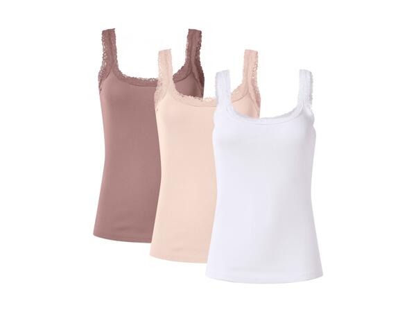 Ladies' Ribbed Vest Top with Lace