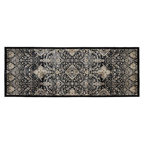 2' x 6' Crystal Print Runner - Charcoal Medallions