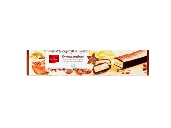 Soft almond nougat with chocolate coating