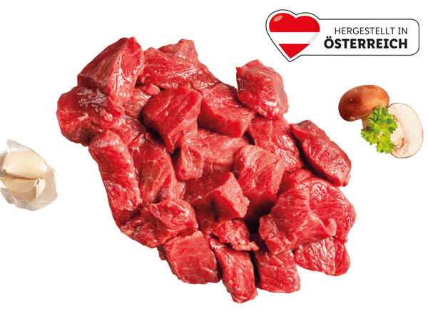 Frisches Gulaschfleisch vom Rind