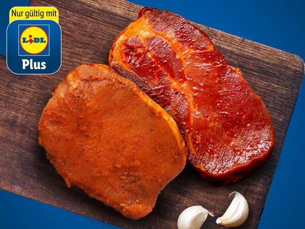 Frische Karree- oder Schopfsteaks mariniert