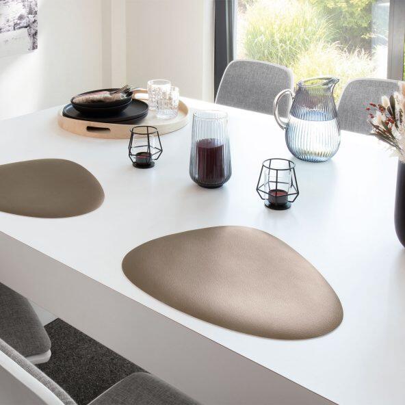 HOME CREATION(R) Sets de table métallisés aspect cuir, 2 pcs