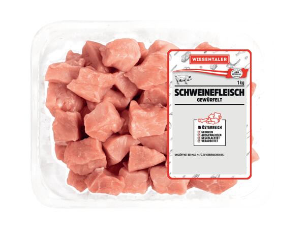 Frisches Schweinefleisch gewürfelt