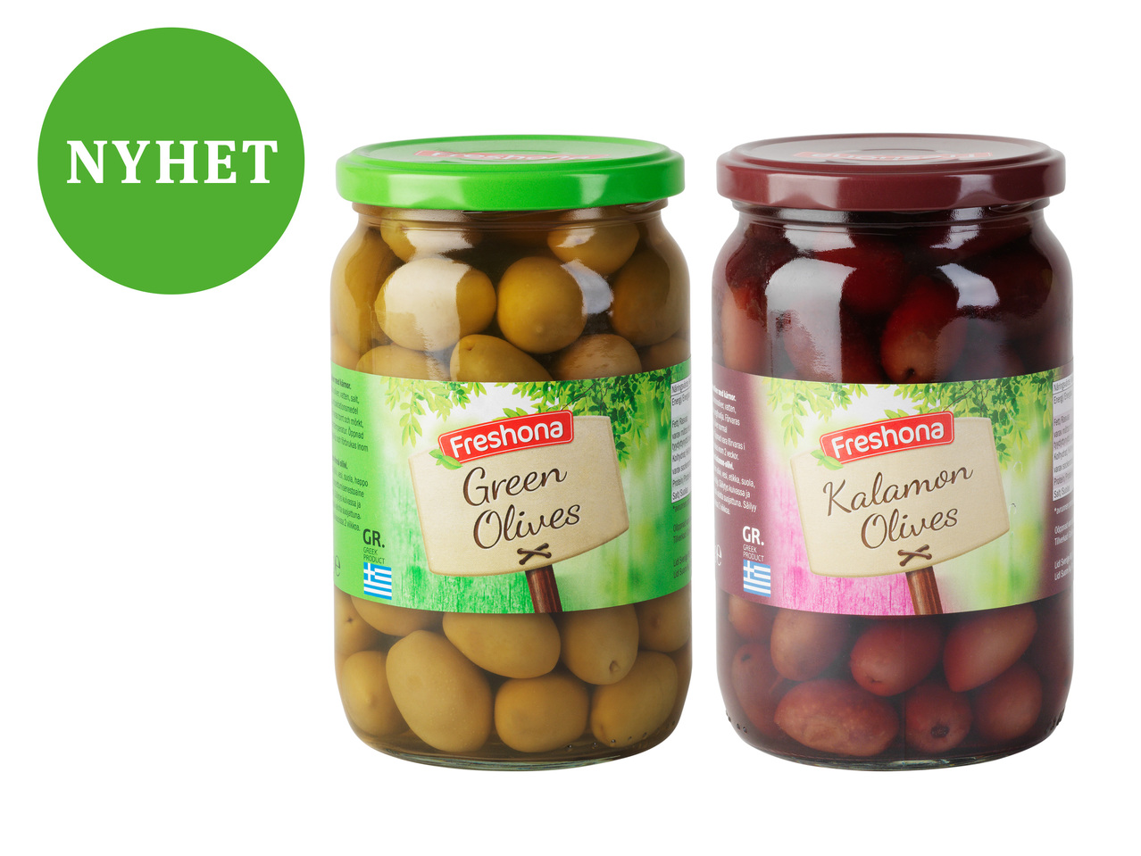 KALAMATA/GRÖNA OLIVER MED KÄRNOR