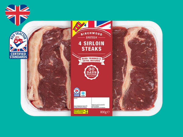 Birchwood 4 British Beef 30-Day Matured Sirloin Steaks