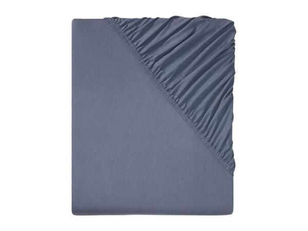 Livarno Home Dark Blue Jersey Fitted Bed Sheet - Single