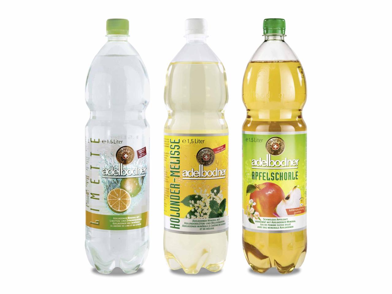 Eau minérale sureau-mélisse/ citron vert/ schorlé de pomme Adelbodner