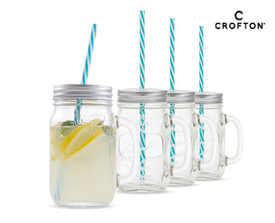 MASON DRINKING JAR & STRAW 4PK