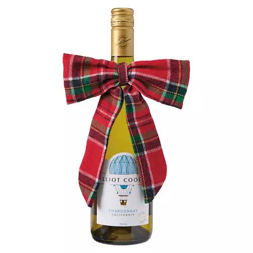 Ugly Sweater Wine Bottle Cover - Red Plaid Bow