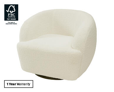 Bouclé Fabric Round Swivel Chair