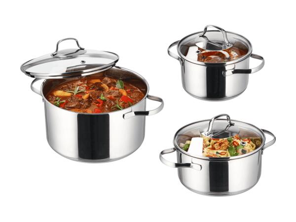 Set de casseroles en acier inoxydable premium, 6 pièces