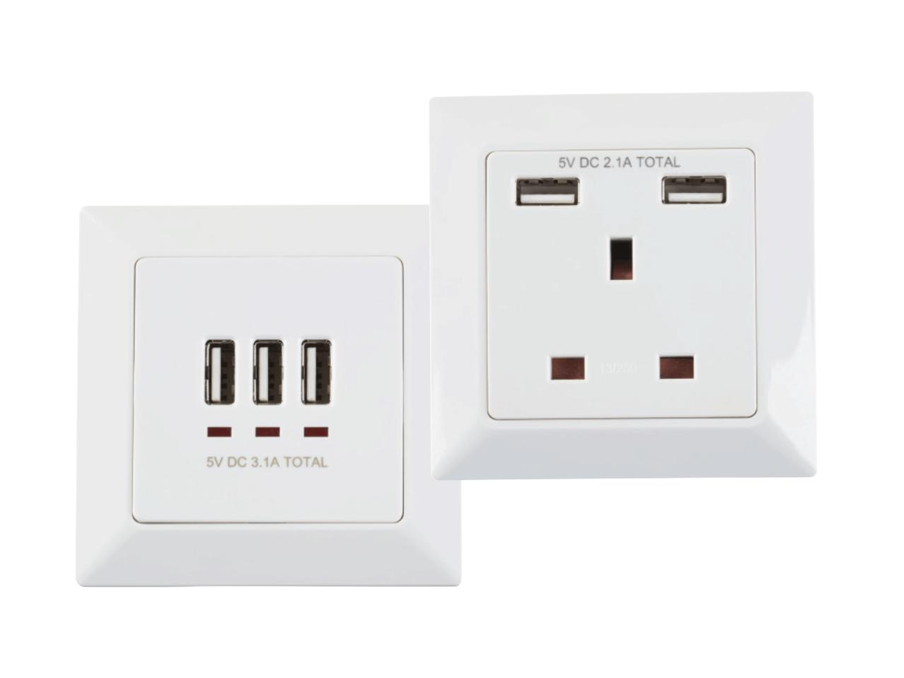 POWERFIX Socket with USB Outlet/Socket with 2 USB Ports