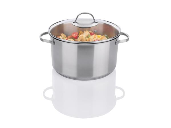 Stainless steel stock pot with glass lid
