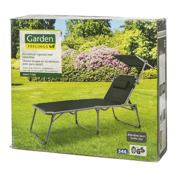 Chaise longue avec pare-soleil