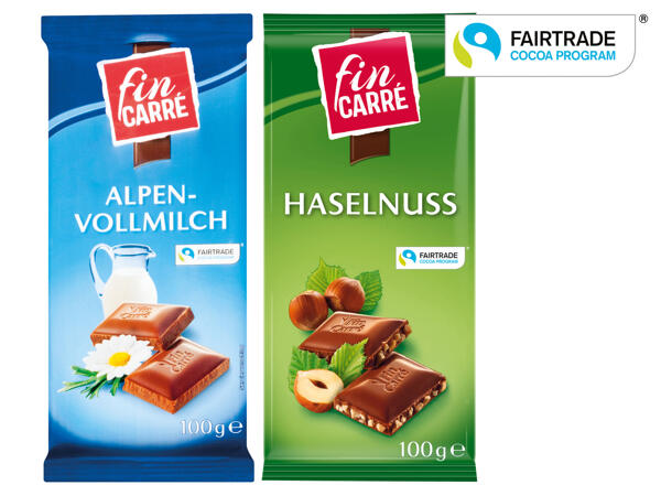 Fin Carré Haselnuss- oder Alpenvollmilch Schokolade
