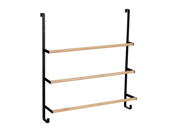 Wenko Black Bamboo Over-Door Towel Holder