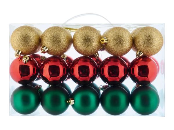 Livarno Home Colourful Christmas Baubles - 30 Pack