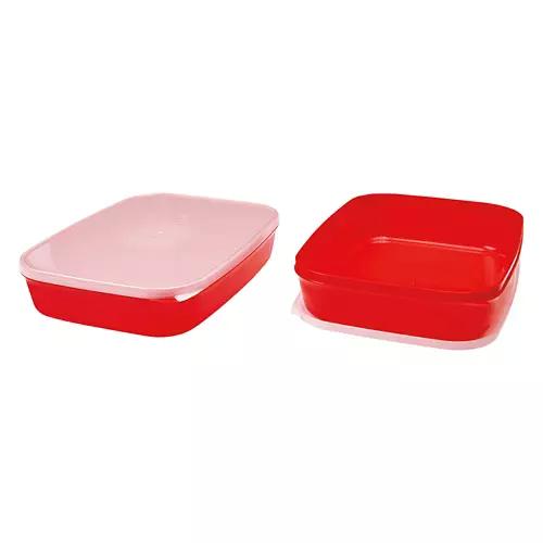2 Piece Rectangle Food Storage Containers, Red