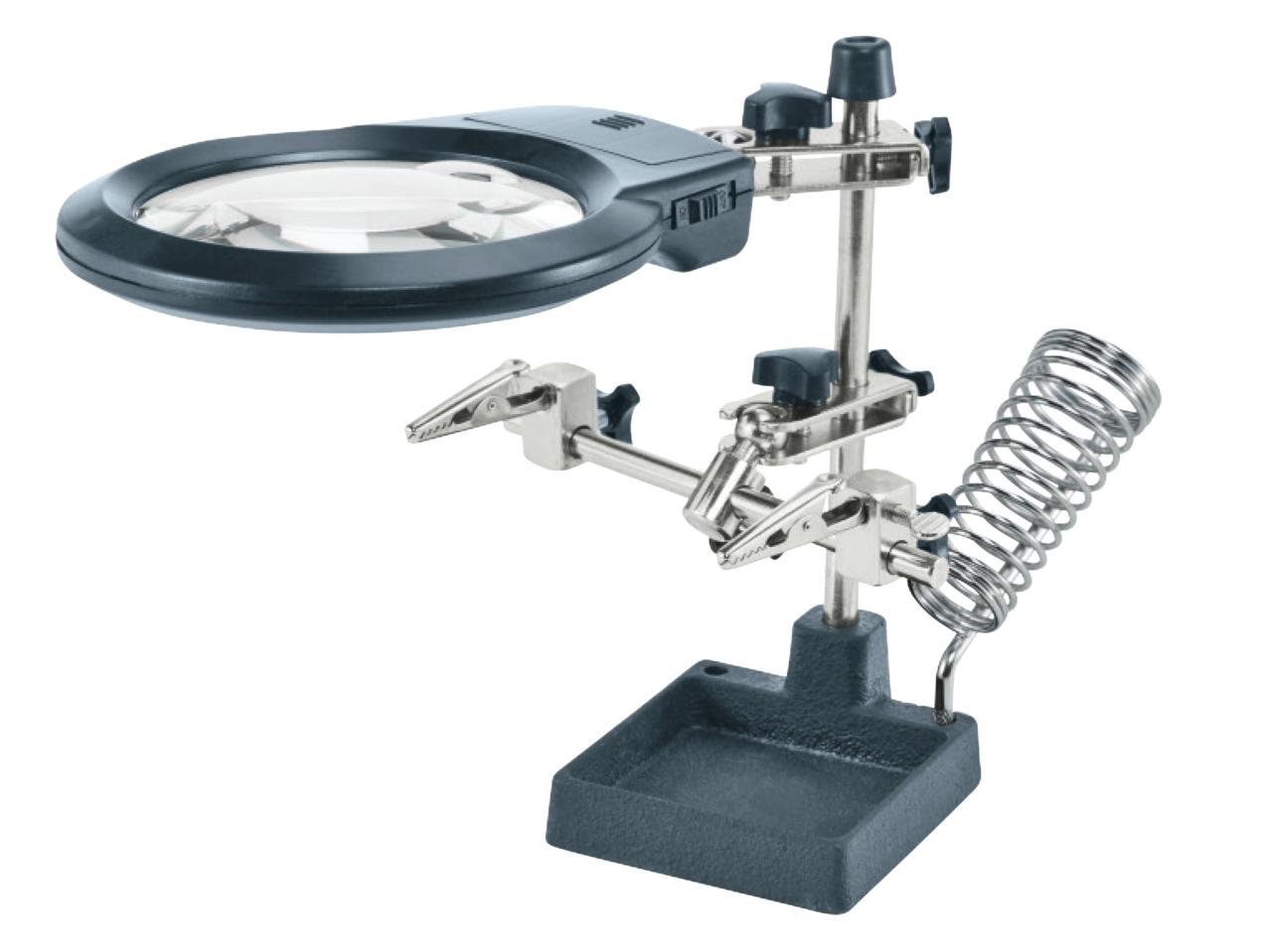 POWERFIX Precision Tool Holder with LED Magnifying Glass