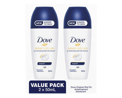 Dove Antiperspirant Roll-On Deodorant for Men or Women 2 x 50ml