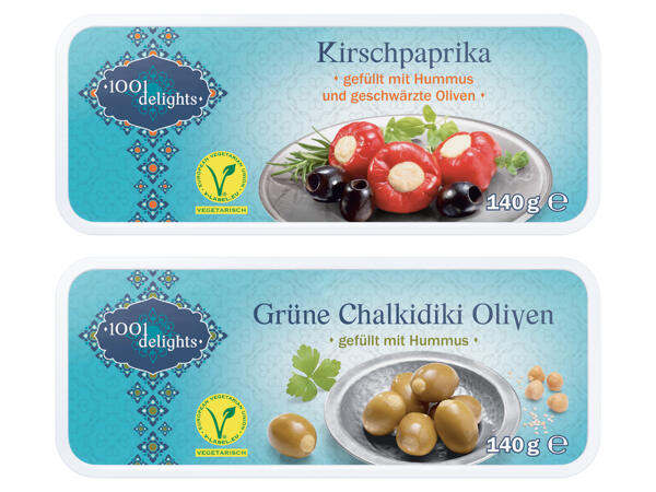 Gemüse gefüllt mit Hummus