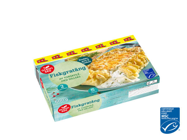 Fiskgratäng med dillsås XXL