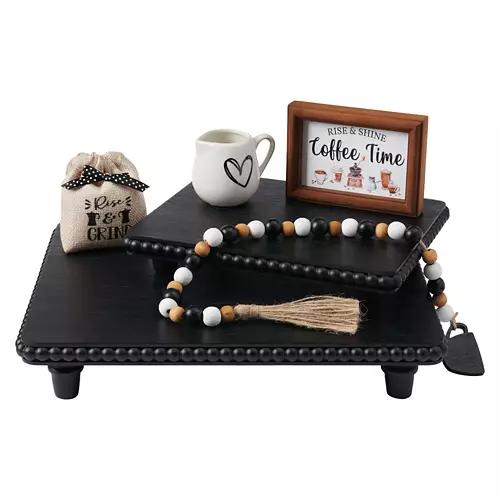 Rectangle Shaped Tiered Trays, Black