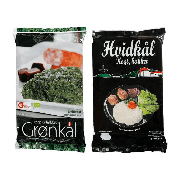 Økologisk hakket grønkål eller kogt, hakket hvidkål