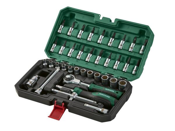 Socket Set With Swivel Head Ratchet Handle, 37 or 39 Pieces